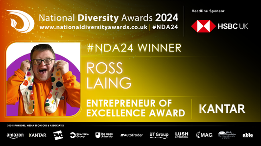 Ross Laing, A Co founder with Down Syndrome Wins Entrepreneur of Excellence Award at this year’s National Diversity Awards.