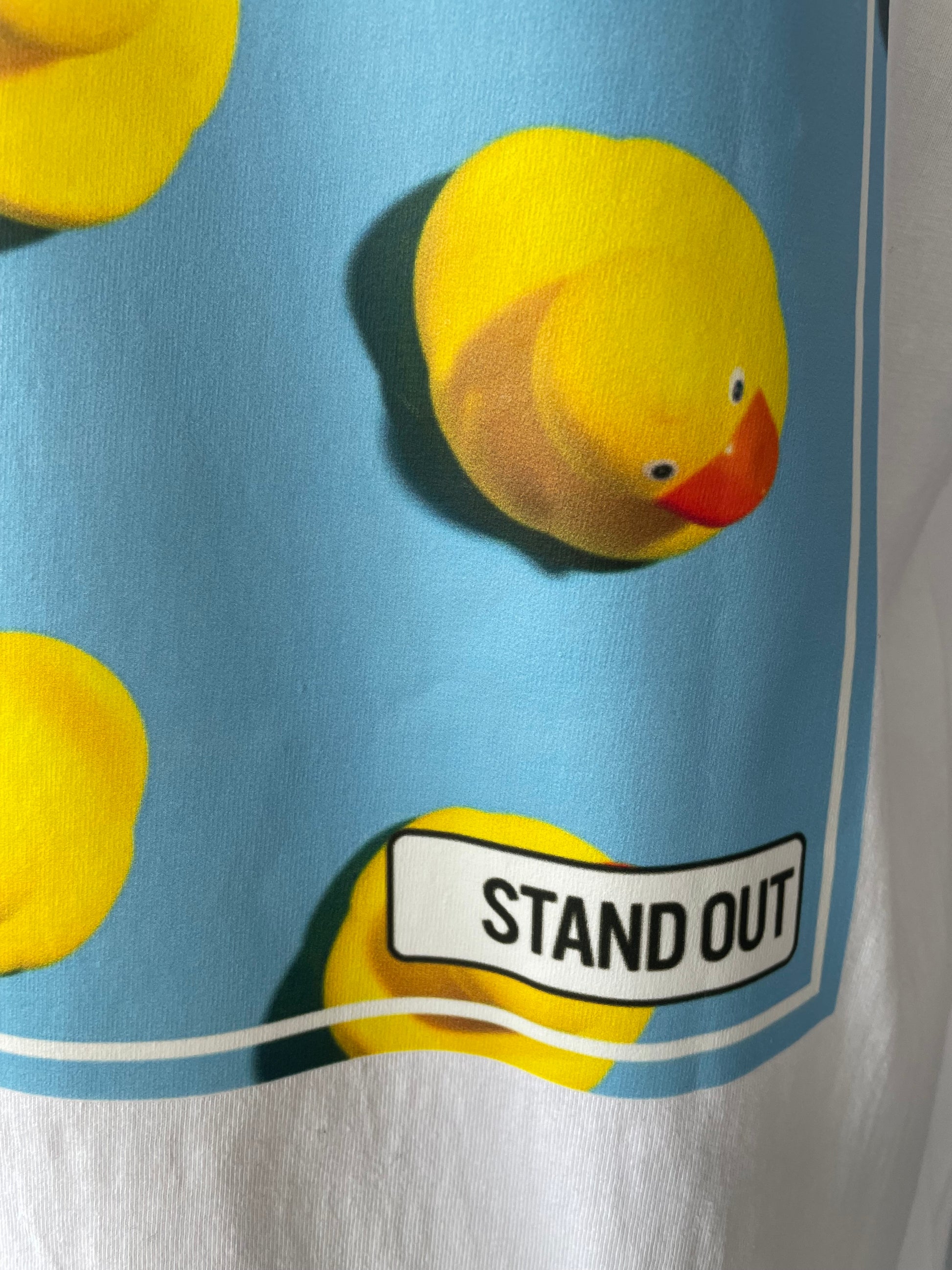 Rubber duck pattern t-shirt close up