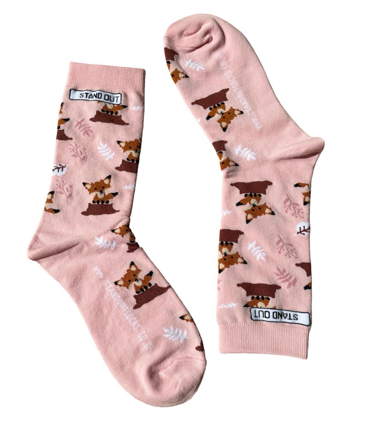 Pink Stand Out Socks with Fox Pattern