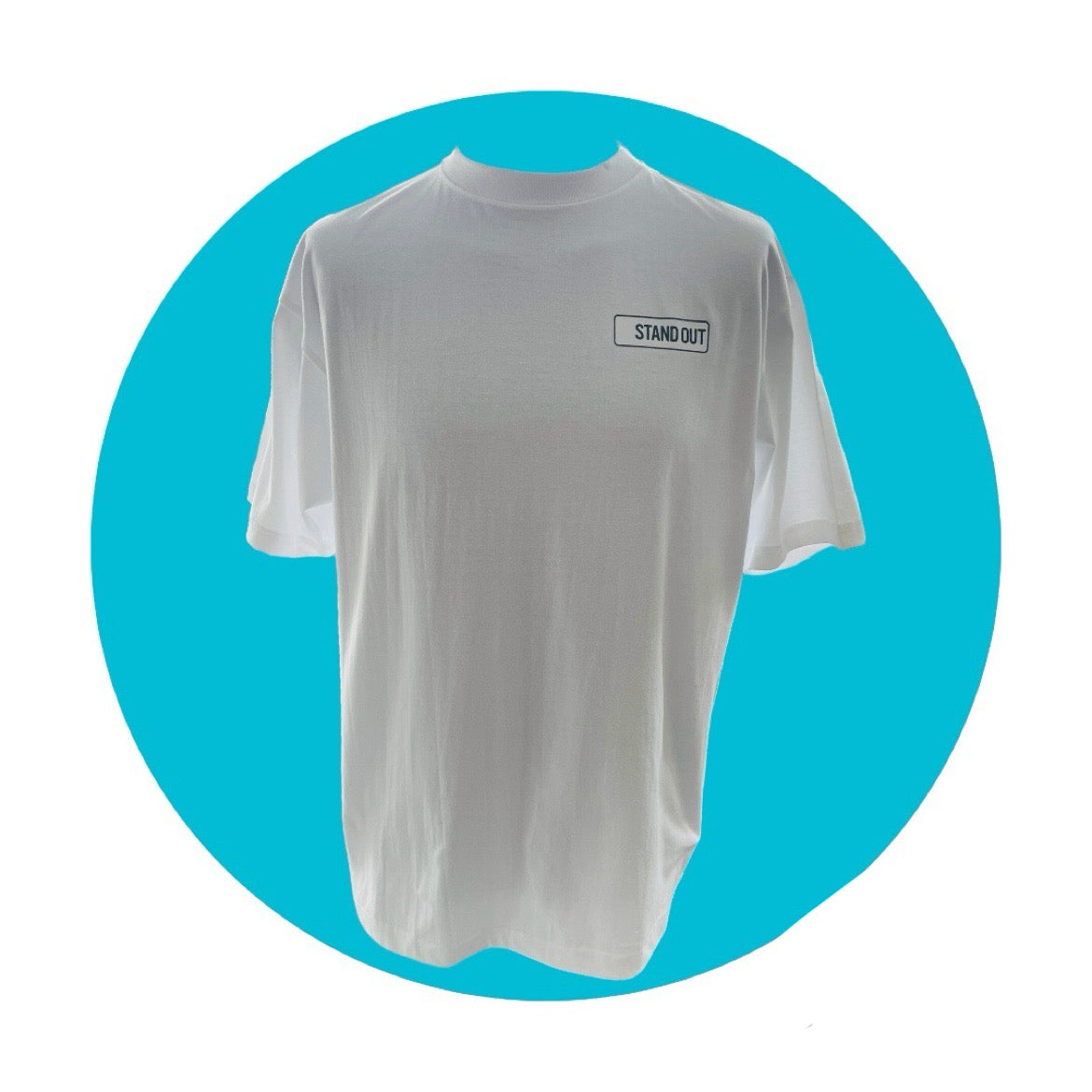 white t-shirt with Stand Out logo