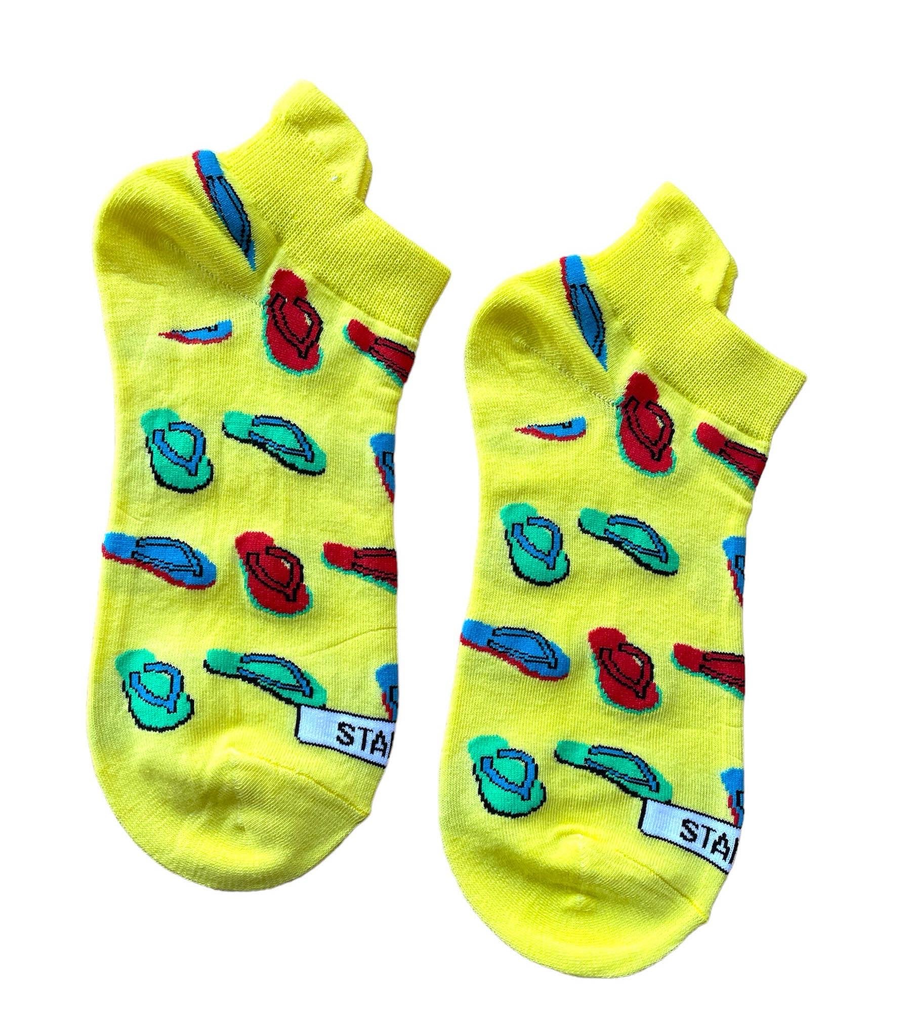 Stand Out Socks Ankle Socks With Flip Flop Design on yellow socks