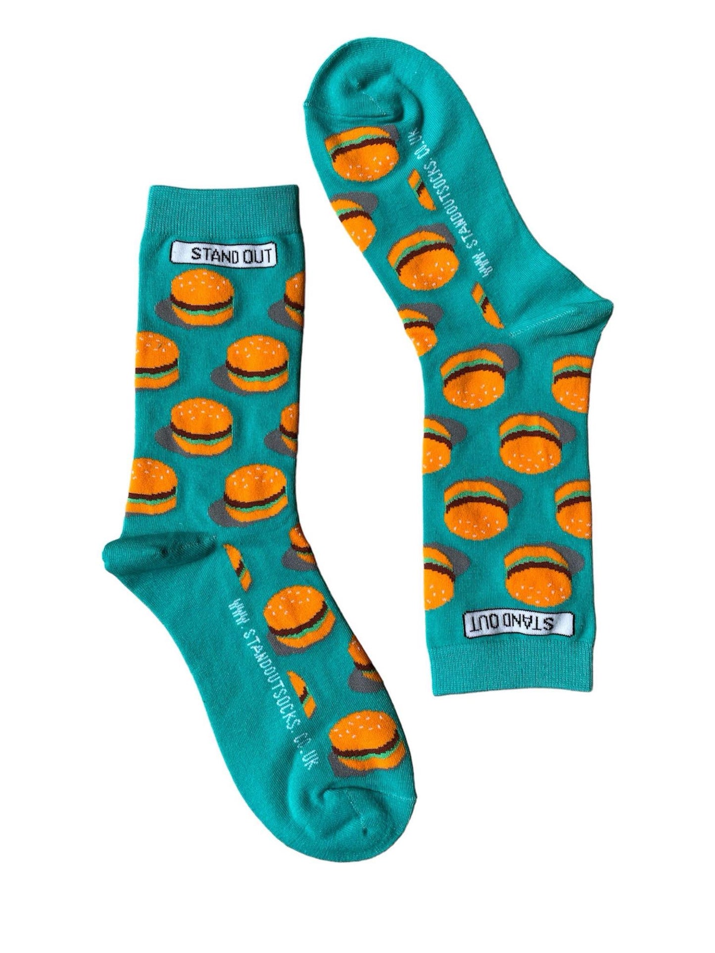 Stand Out Socks Green Socks With Burger Pattern